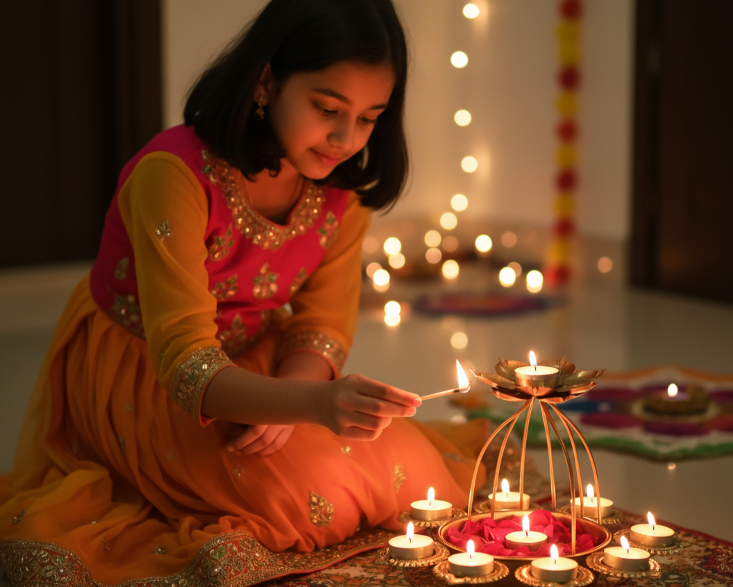 Lotus Shape Metal Diyas for Diwali