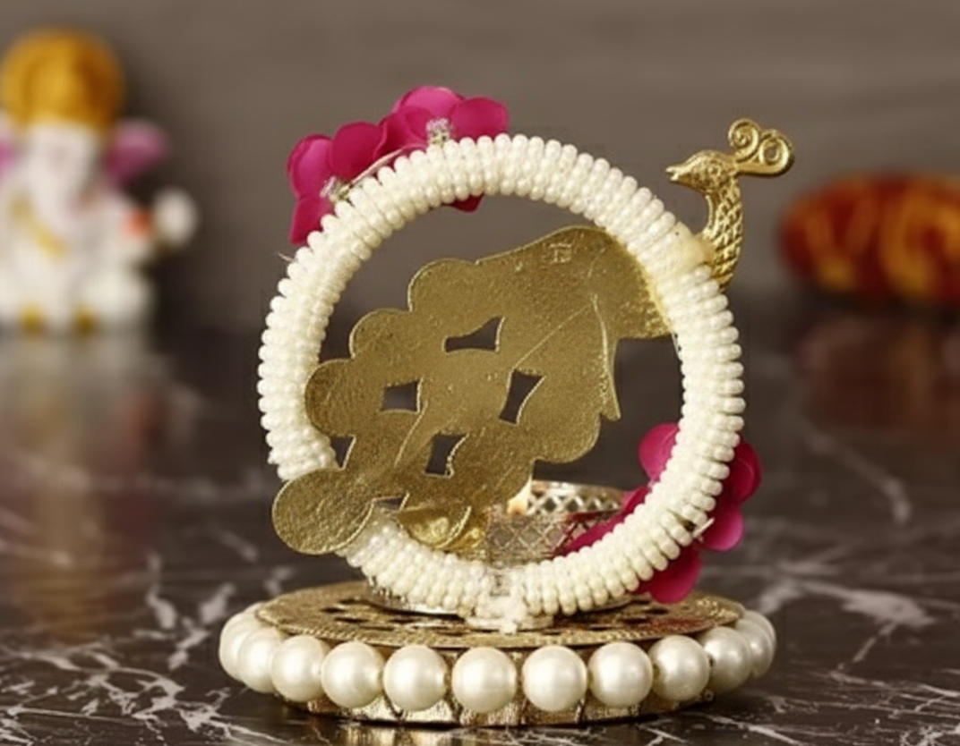 Elegant Metal Peacock Tea Light Holder for Diwali