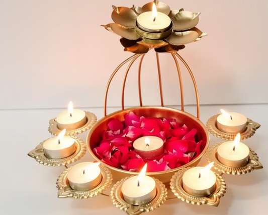 Lotus Shape Metal Diyas for Diwali