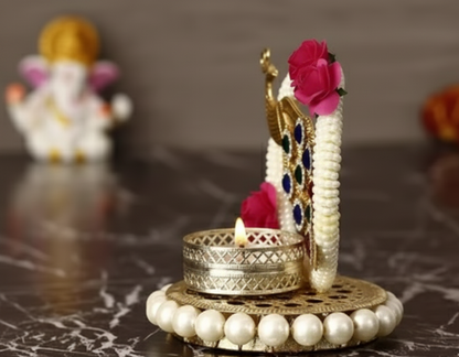 Elegant Metal Peacock Tea Light Holder for Diwali
