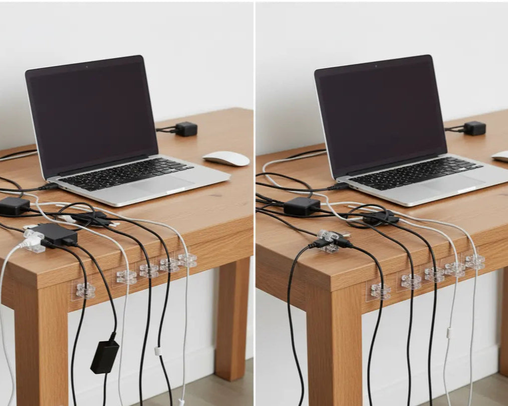 wire clips, cable management, wire holder, organized desk